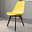 Soho Yellow Plastic Dining Chair with Squared Dark Wood Legs