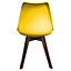 Soho Yellow Plastic Dining Chair with Squared Dark Wood Legs