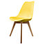 Soho Yellow Plastic Dining Chair with Squared Light Wood Legs
