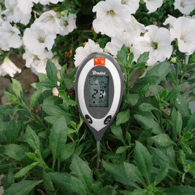Soil Meter 4 Functions Acidity Moisture Insolation Temperature LCD 20cm Probe