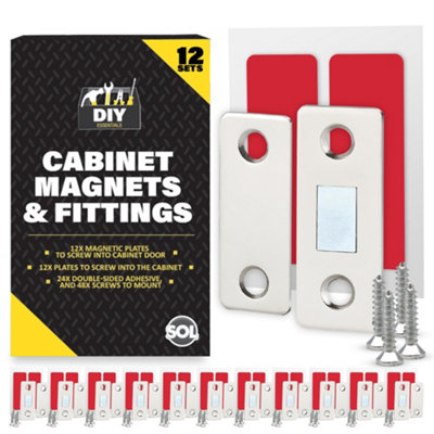 SOL 12 Sets of Cabinet Door Magnets and Fittings, Cupboard Magnetic Door Catch, Door Magnets for Cabinets, Magnetic Catches for Cu