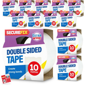 SOL 12pk Double Sided Tape 10m x 48mm Extra Wide Strong Double Sided Tape Heavy Duty, Office & Stationery Supplies Double Sided