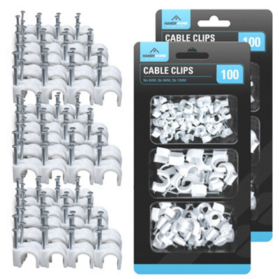 SOL 200pk White Cable Clips, Cable Pins for Walls & Wires , Wall Tacks for Wires, Cables