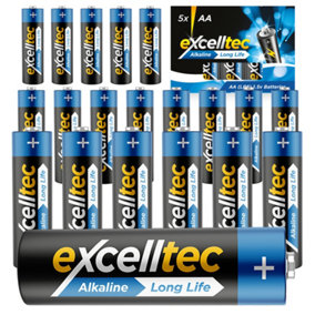 SOL 20pk Alkaline Double AA Batteries 1.5V Stay Charged with Double A Batteries Disposable Household Batteries Keep Device Running