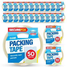 SOL 24pk Clear Tape for Packing 50mm x 48mm Heavy Duty Clear Packing Tape for Packing Boxes Packing Tape Strong for Moving House