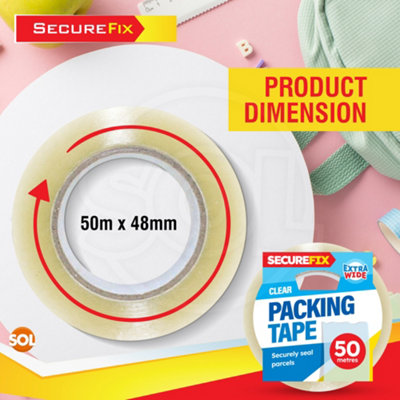SOL 24pk Clear Tape for Packing 50mm x 48mm Heavy Duty Clear Packing Tape for Packing Boxes Packing Tape Strong for Moving House