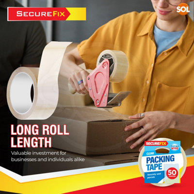 SOL 24pk Clear Tape for Packing 50mm x 48mm Heavy Duty Clear Packing Tape for Packing Boxes Packing Tape Strong for Moving House