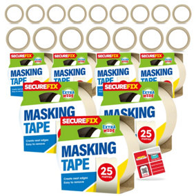 SOL 24pk Wide Masking Tape 25m Multipurpose Masking Tape Wide for Craft Projects Wide Masking Tape for Painting Arts