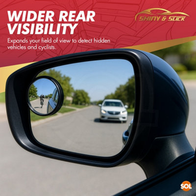 SOL 2pk Blind Spot Mirrors for Cars, 5.5 cm Round Wing Mini Convex ...