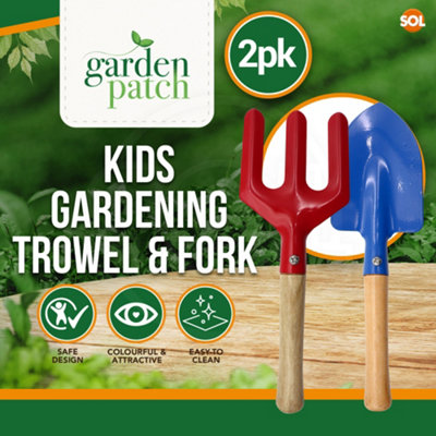 SOL 2pk Kids Gardening Set of Kids Fork and Trowel Outdoor Adventure Kids Gardening Tools Durable Children Gardening Set