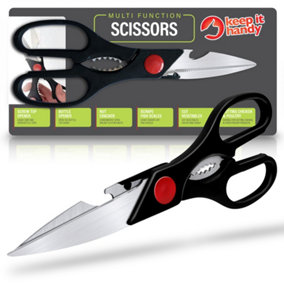 SOL 2pk Multifunctional Kitchen Scissors with Nut Cracker, Bottle Opener, Jar Opener