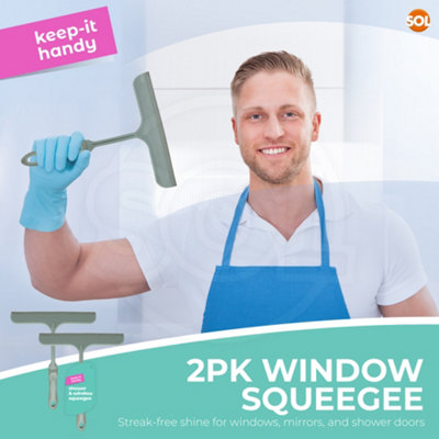 SOL 2pk Multipurpose Shower Squeegee for Glass Door Cleaning - 4
