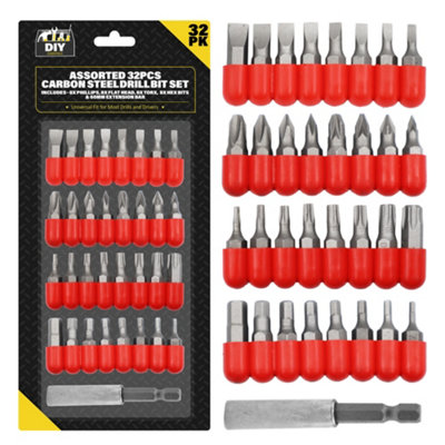 SOL 32pk Screwdriver Bit Sets Include 8 Philip, 8 Flat Head, 8 Torx and 8 Hex Bit Set, Impact Driver Bits Universal Drill Screwdri