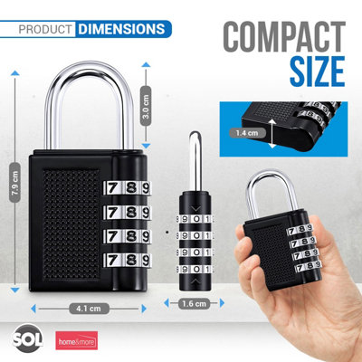 SOL 4-Digit Combination Padlock Heavy Duty, Weatherproof Security Lock