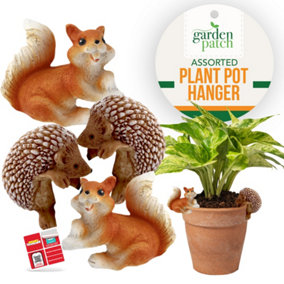 SOL 4pk Animal Plant Pot Hanger Garden Ornaments, Aesthetic Appeal Garden Decor Indoor and Outdoor Garden Accessories, Novelty Gif