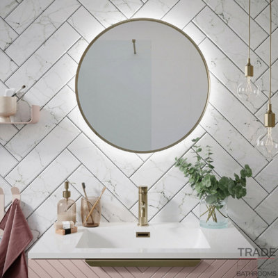 Abacus Round 600mm Brushed Bronze LED Mirror