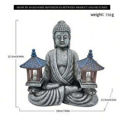 Solar Buddha Statue Light Garden Meditation Decor