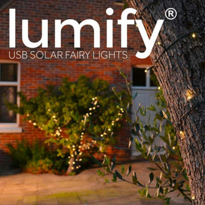 Solar Centre  Lumify USB Solar Fairy Lights - Warm White 100 LEDs
