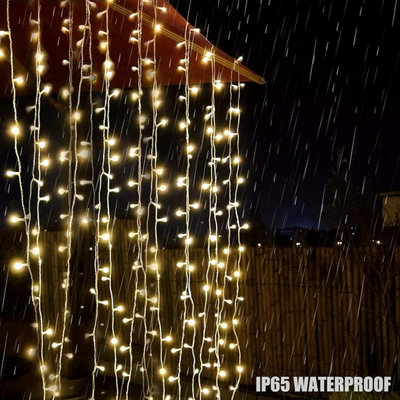Solar Curtain Fairy String Lights Hanging Gazebo Patio Garden Warm White