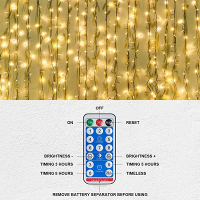 Solar Curtain Fairy String Lights Hanging Gazebo Patio Garden Warm White