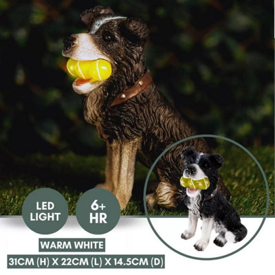 Solar Dog Garden Ornament LED Light Up Tennis Balls Puppy Statue Decor Lighting DIY at B Q