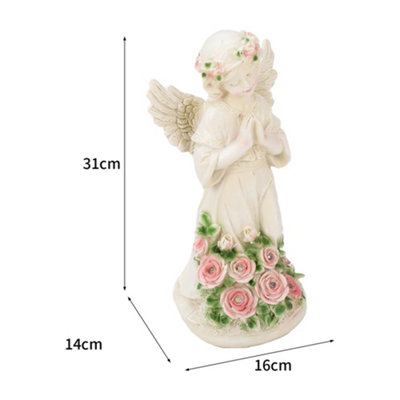 Fairy Garden Ornament Outdoor met zonne-verlichting, waterdichte hars Angel Garden standbeeld beeldje, met Crakle Glass Ball, voor Patio Gazon Yard Decoratie (Bend over