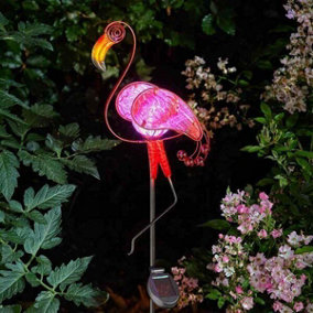 Solar Flamingo Stake Light Large Garden Ornament LED Light Up Bird Statue 90cm