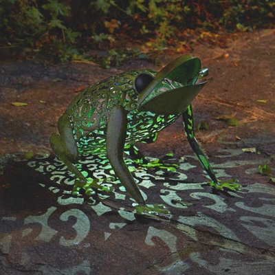 Solar Garden Frog Ornament Silhouette Outdoor Light Decor Animal Novelty Pond