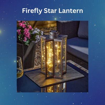 Solar Garden Lantern Light Hanging Star Firefly Effect Outdoor Decor LED Lamp