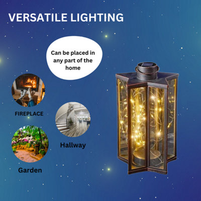 Solar Garden Lantern Light Hanging Star Firefly Effect Outdoor Decor LED Lamp - 5