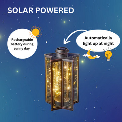 Solar Garden Lantern Light Hanging Star Firefly Effect Outdoor Decor LED Lamp - 7