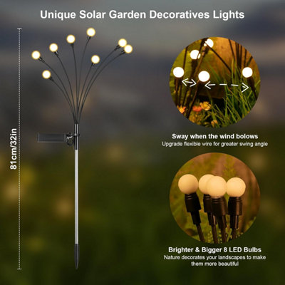2 Pack Solar Firefly Lights - Outdoor LED Garden Stakes, Waterproof Swaying Lamps For Landscape, Pathway, Patio Decoration