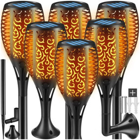 Solar Garden Lights - set of 6, automatic on/off sensor, up to 8 hours use - black