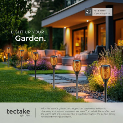 Solar Garden Lights - set of 6, automatic on/off sensor, up to 8 hours use - black