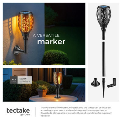 Solar Garden Lights - set of 6, automatic on/off sensor, up to 8 hours use - black