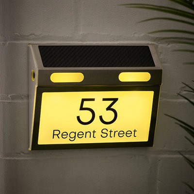 House Numbers Custom Backlit LED - Solar Or LED Powered, Stainless Steel & Acrylic, Waterproof Illuminated Address Sign For Outside Led House Numbers