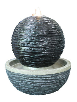 Solar Johnstone Slate Sphere Oriental Solar Water Feature without Cover