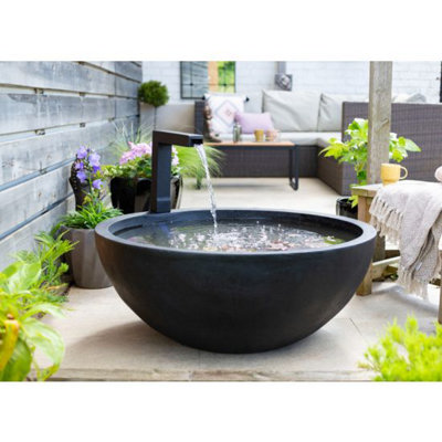 Solar Kelkay Patio Pond Large Modern Water Feature with Cover