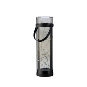 Solar Lantern Acrylic Steady Smoke Grey - 34cm
