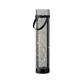 Solar Lantern Acrylic Steady Smoke Grey - 46cm