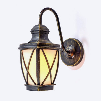Solar Lantern with Flame-Effect, Wall-Mounted Outdoor Light, Flickering LED, Waterproof