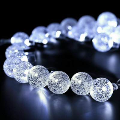 Solar LED Ball String Lights Cold White 60 Lights Outdoor Decorative ...