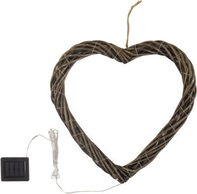 Solar LED Firefly Heart Ornament Wall Hanging Light Up Garden Decoration 40cm