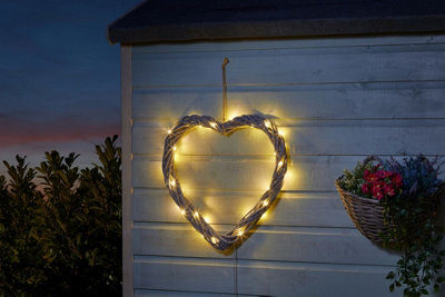 Solar LED Firefly Heart Ornament Wall Hanging Light Up Garden Decoration 40cm - 3