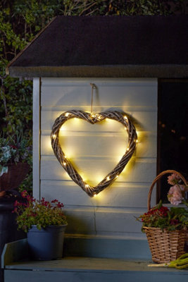 Solar LED Firefly Heart Ornament Wall Hanging Light Up Garden Decoration 40cm - 4