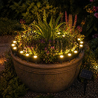 Solar LED Flower Pot Lights Warm White - 8 Lighting Modes - Garden ...