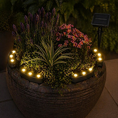 Solar LED Flower Pot Lights Warm White - 8 Lighting Modes - Garden ...