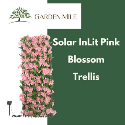 Solar Light Up Pink Blossom Trellis Panel 180 x 90cm - 3