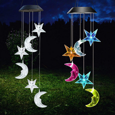 Solar Sun Moon Wind Chimes, Outdoor Waterproof Mobile Romantic LED Multi Solar E - Foto 6