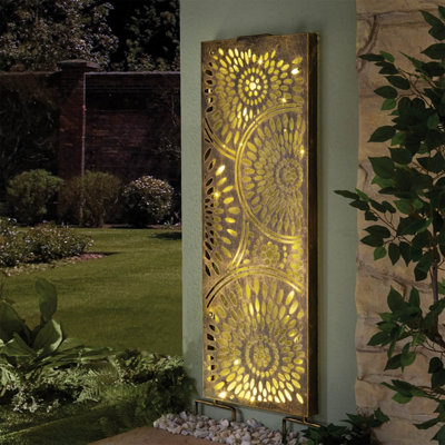 Solar Moroccan Lighted Garden Art - Bronze-Effect Iron, Stake or Hang ...